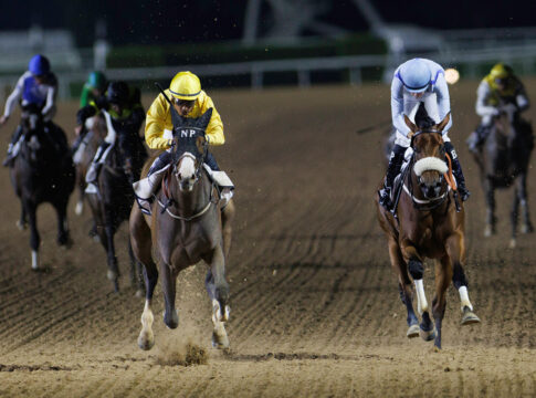 Queen Azteca (li.) gewinnt die UAE Oaks Foto: Dubai Racing Club