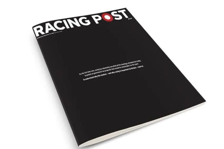 Racing Post erscheint in schwarz, Englands Rennsport steht still